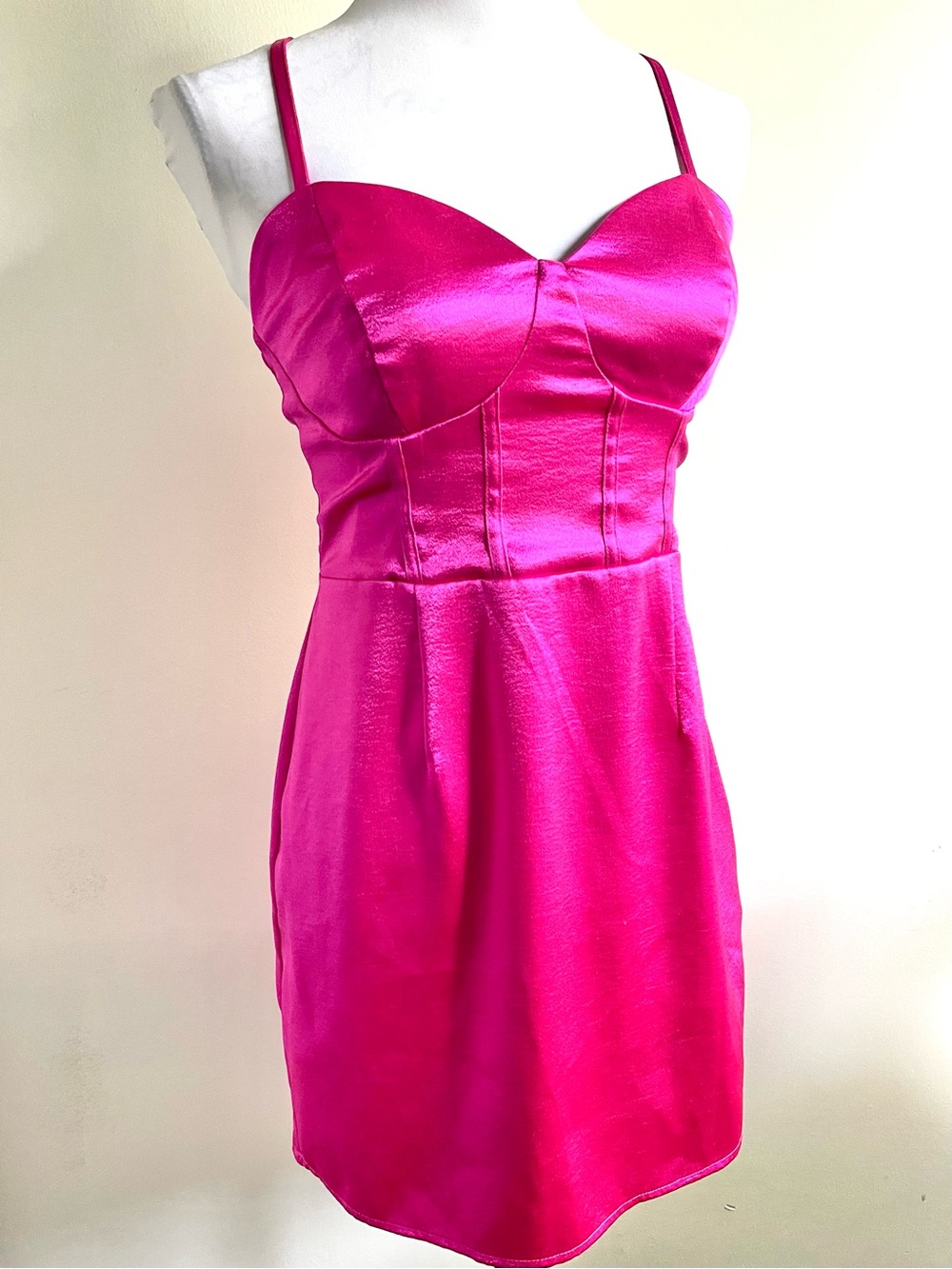 Wild Fable Pink Satin Mini Dress Pace-Up Corset Back Size M Party Y2K Barbiecore